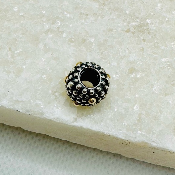 EUC Pandora 791225 Sterling Silver w/ 14k Yellow Gold Moss Designer Charm - Picture 13 of 15